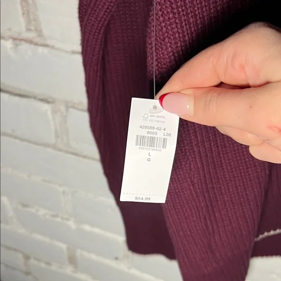 Old Navy Women's Maroon Button-Front Cardigan with Cream Trim - Picture 10 of 10